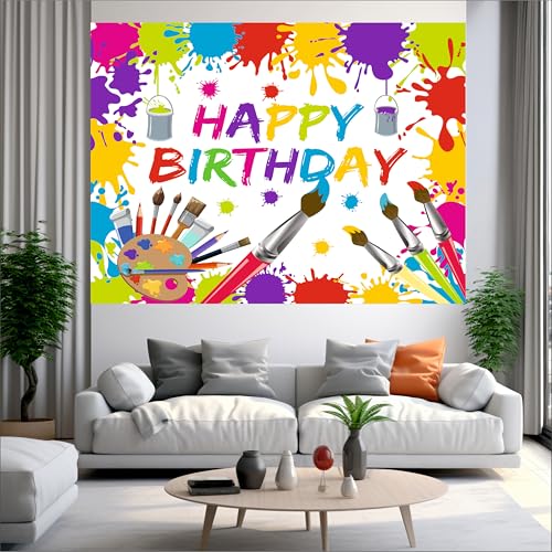Image of Art Attack Birthday Backdrop 5x4 Ft | Backdrops for Decoration | Birthday Decoration Backdrop | Banner for Kids Theme Party