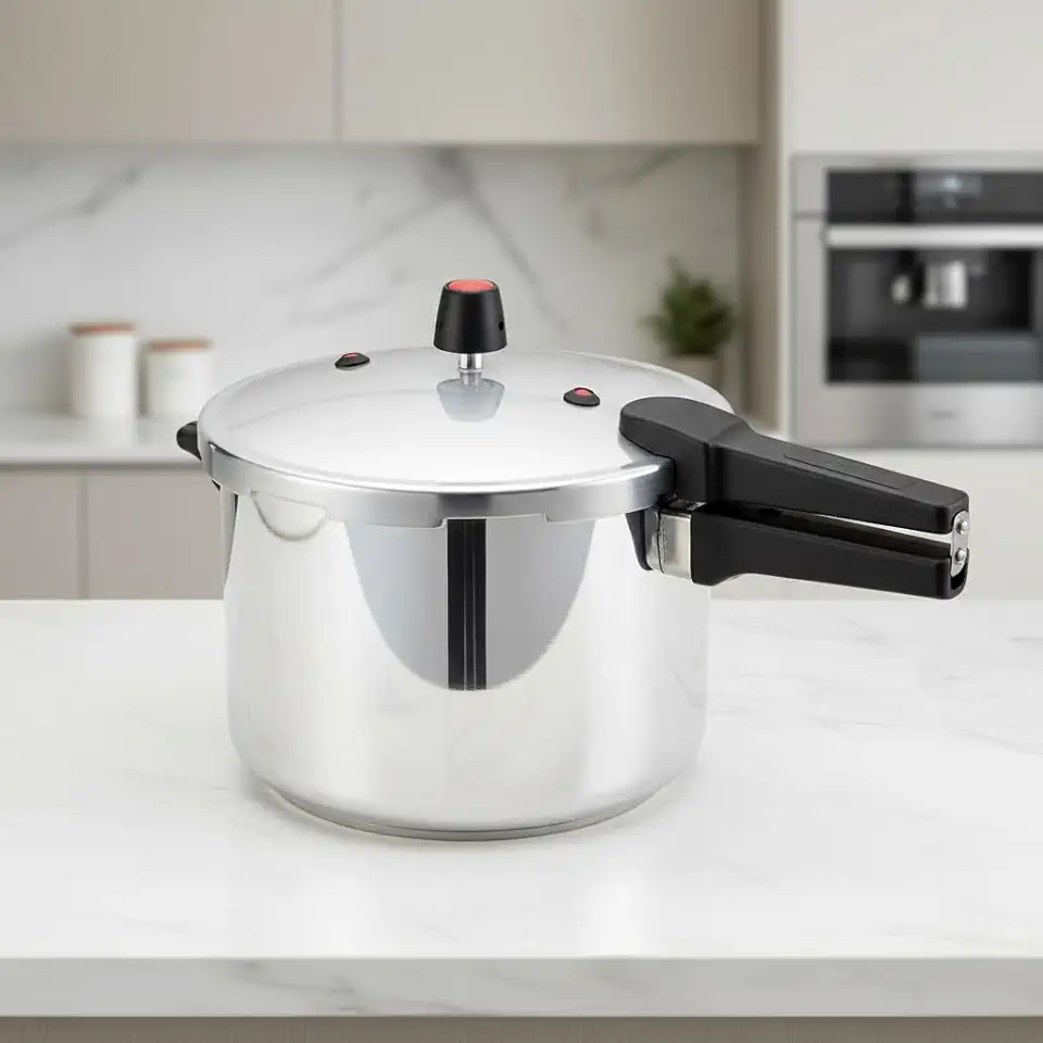 Panela de Pressão 10 Litros Alumínio Polido Fechamento Externo Seguro Reforçada Cozimento Rápido Cabo Baquelite Antitérmico 30cm Diâmetro Ideal para Família e Restaurante Não Induçã