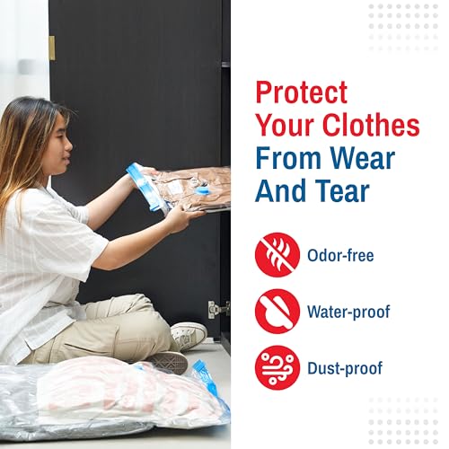 Image of 10-Pack Variety Vacuum Storage Bags for Comforters, Blankets & Clothes - Vacuum Sealed Compression Bags with Electric Pump - Space Saver Bags for Bedding,Travel & Organization (2S, 2M, 3L & 3XL) | Powerful electric pump removes air quickly for fast packing, moving, travel, and seasonal storage