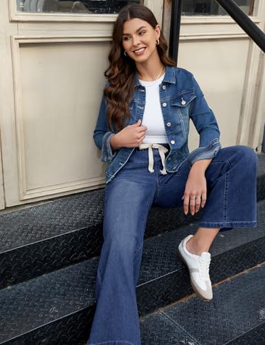 luvamia Wide Leg Jeans Woman High Waisted Trendy Pull On Elastic Waist Drawstring Stretchy Denim Jean Pants with Pockets3