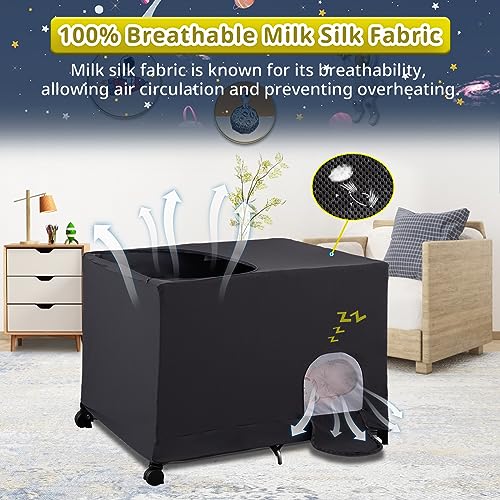 South to East Slumber Crib Blackout Cover, Portable Travel Crib Canopy Cover with Carry Bag, Breathable Sleeping Pod Shade for Playpen, Stretchy Netting Canopy Cover for Pack N Play Playard by South to East - Image 8
