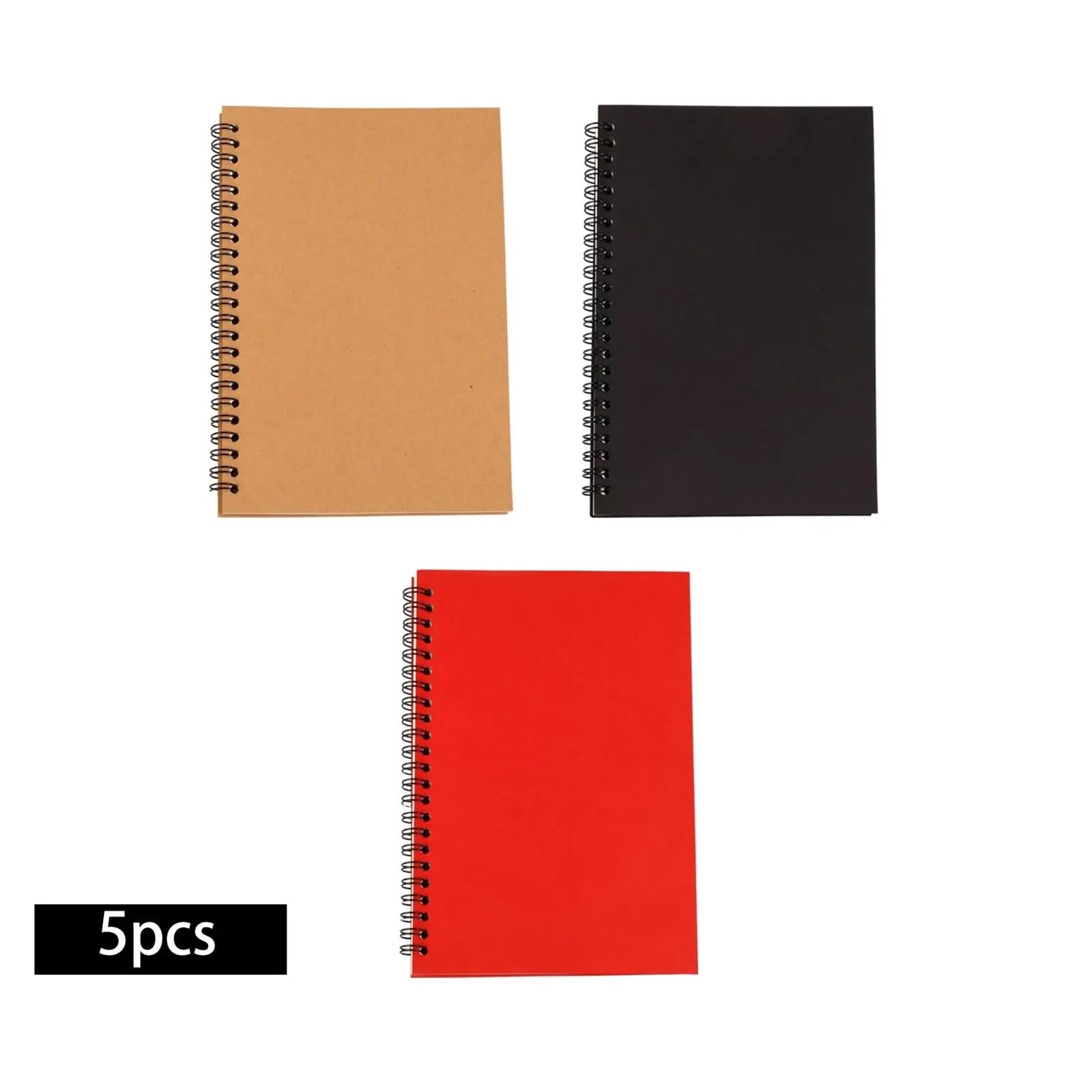 5 Pezzi quaderno a Spirale 50 Fogli A5 Lettera quaderno Spirale Notepad rilegato Blocco for Ufficio Studenti Adulti diario Disegno Taccuino Rilegato A Filo(Khaki)