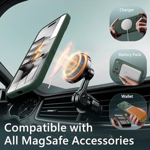 Image of FireNova Magnetic for iPhone 17 Pro Case, Compatible with MagSafe, [Integrated Silicone Camera Control Button] [Camera Protection] Anti-Scratch Microfiber Lining Phone Case, 6.3 inch, Alpine Green