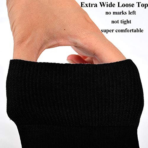 Ait fish Men's 100% Cotton Loose Cuff Crew Socks Lightweight Plain Dress Socks 5 Pairs4