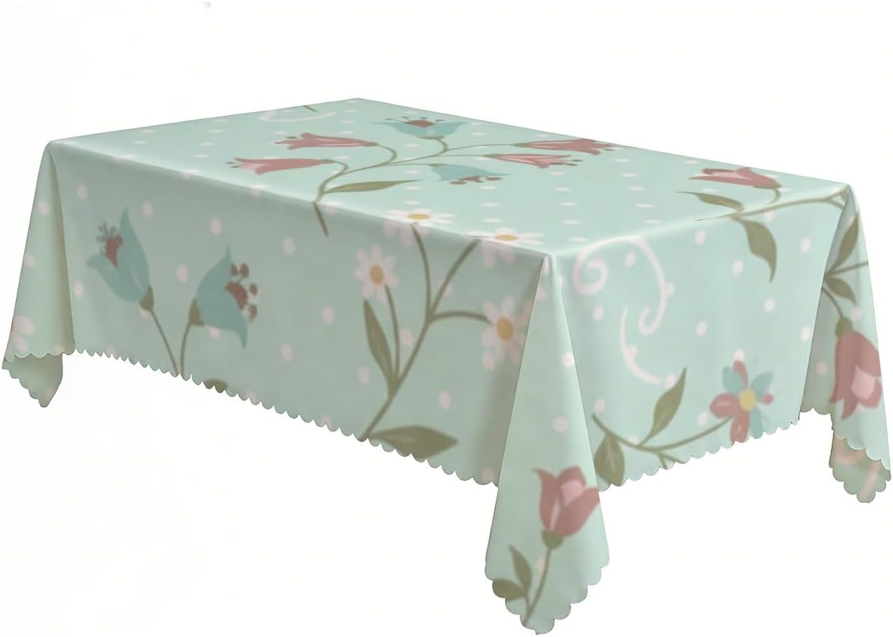 Hummingbird Floral Print Table Cover 60x120 in, Reusable Mid Century Nightstand Tablecloth, Girl Party Decorations Table Cloth Boho for Holiday Picnic Everyday Cover