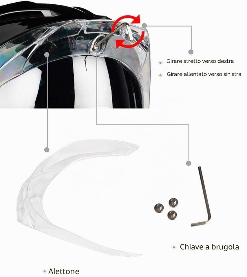 Casco Integrale in Fibra di Carbonio con Doppia Visiera, Casco Integrale da Moto da Corsa per Scooter per Adulti D,L=59-60cm
