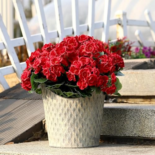 Alupssuc 6 Bundles Artificial Flowers for Outdoors Decoration Silk Geranium, UV Resistant Artificial Outdoor Fake Plants, Faux Flowers for Home Kitchen Table Indoor Outside Spring  image 8