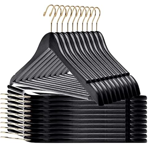 Quality Black Wooden Hangers with Chrome Hooks Cover