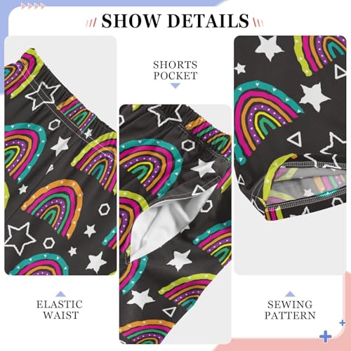 Colorful Rainbow and Star Boys Long Pants Soft Trousers Elastic Waist Kids Lounge Bottoms with Pockets S-XL4