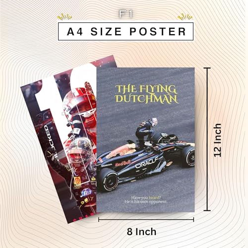 Image of Posters Inc Sports F1 Cars Motivational Posters for Wall A4 Size Aesthetic Setup 300 GSM Matte Paper Pack of 6 Automotive Motorsport Decor for Boys Gaming Room, Bedroom, Home & Office with Adhesive