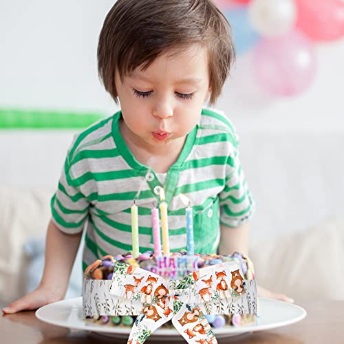 4 Rolls Of 20 Yards Woodland Animal Theme Ribbon 1.5 Inch Wide Forest Rib Wired Baby Shower Ribbon Polka Dots Leaf Ribbon Animal Print Ribbon For Diy Craft Jungle Animal Theme Birthday Party Decor #TOP5