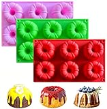 saphe 3 pcs mini Cake Pan, Silicone 6-Cavity Non-stick Baking Mold for Jello,Gelatin Cupcakes, Donuts, Silicone Fluted Tube Cake Pan for Cornbread, Brownies (3)