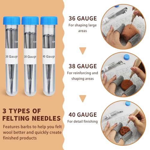Image of SOCNITC Needle Felting Tools Kit with 6 inchx6 inch Felting Mat and Wool Brush