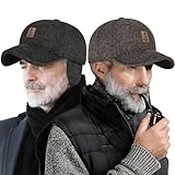 Yooooomi 2 Pack Winter for Men Outdoor Hat,Adjustable Warm Baseball Cap Hats Dad Caps (US, Alpha, One Size, Black+Brown)