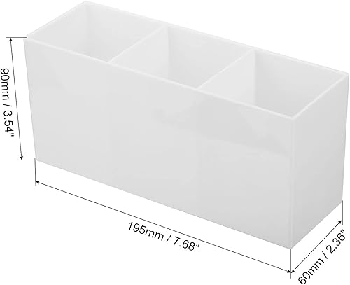 Miniatura 2 de PATIKIL 3 compartimentos de acrílico transparente para bolígrafos, organizador de lápices, portavasos y brochas de maquillaje, cuadrado para