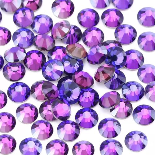 Jollin Glue Fix Crystal Flatback Rhinestones Glass Diamantes Gems for Crafting Nail Art Crafts Decorations Clothes Shoes 4.0mm (ss16 1440pcs, Purple Velvet)