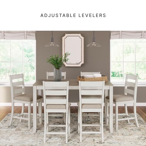 Signature Design by Ashley Skempton | 2-Count 24" Counter-Height Upholstered Bar Stools – Coastal Chic Ladder-Back, Antique White - Image 6