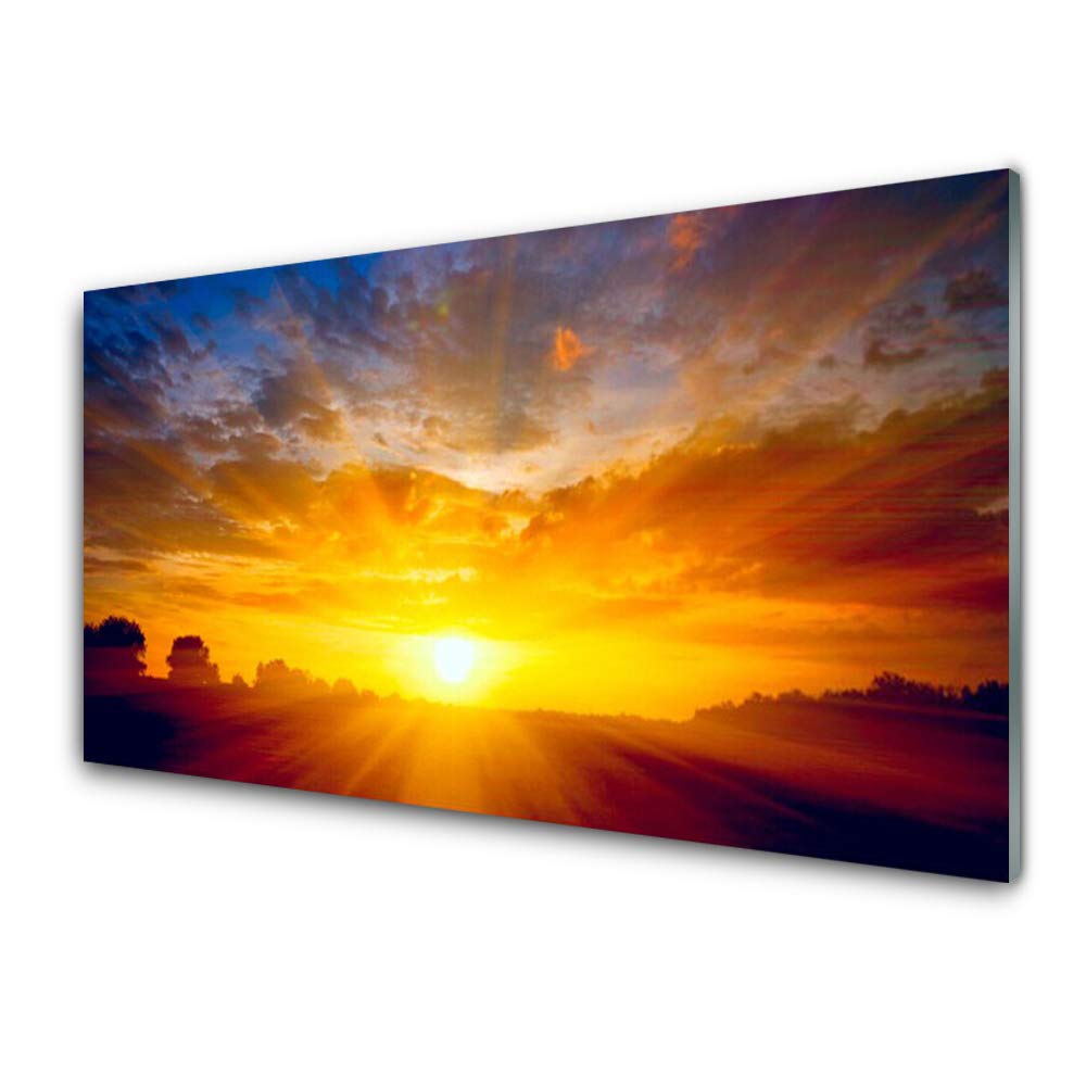 Impression sur Verre Trempé 100x50cm Tulup Tableau Décoration Murale Moderne Paysage Soleil Plastique