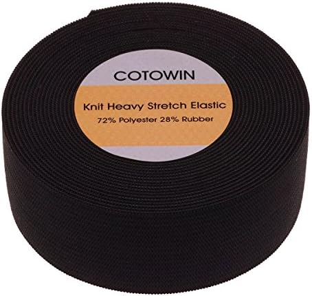 COTOWIN 1 1/4-Inch by 5-Yard Black Heavy Stretch Knit Elastic