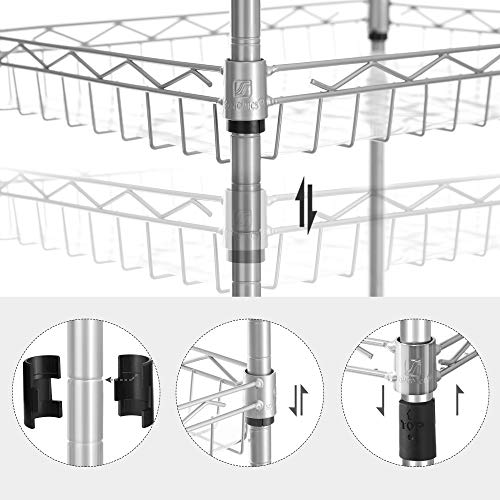 SONGMICS Keukenplank, metalen plank, staande plank, badkamerplank met 4 haken, PP panelen, verstelbare planken… - Image 6