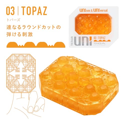 TENGA テンガ UNI ユニ TOPAZ トパーズ ラウンドカット ユニセックス ぷるぷる触感 使い切り ミニローション付き 2個セット - 画像3