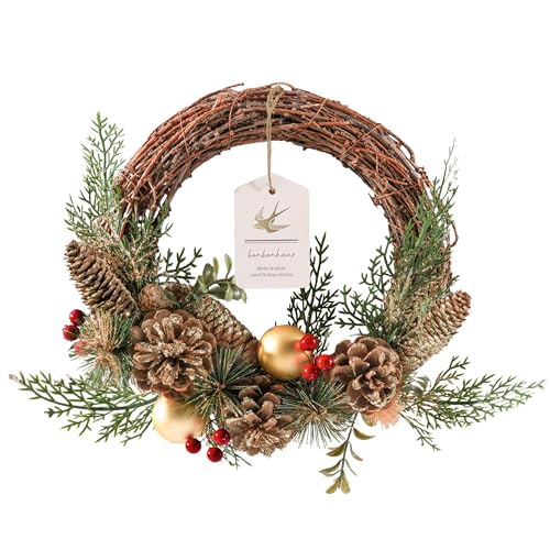 自然素材がメインのナチュラルリース 天然パルプのメッセージプレート オーガニック風 フラワーリース ギフト クリスマス リース 直径23～27cm オーナメント 玄関用 飾り プレゼント 贈り物 母の日 (コットン)