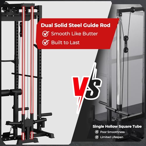Image of Mikolo F4 2.0 Power Cage with Dual-Track Smooth Pulley System, 1200LBS Power Rack with Leg Hold-Down for Heavy LAT Pulldowns