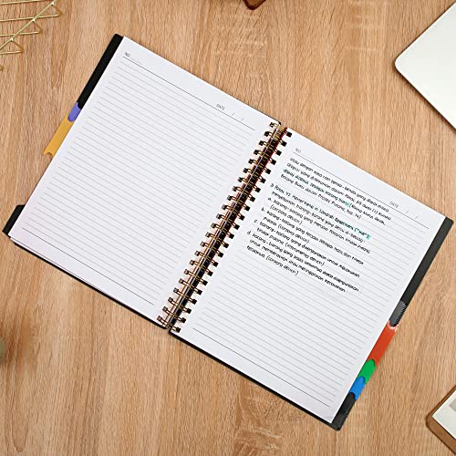 Cagie 5 Subject Notebook College Ruled 8.5'' X 11'' Hardcover Spiral Lined Notebook With 5 Removable Colored Dividers 240 Pages Notebooks For Work, School Supplies, Home & Office, Writing Journal #TOP4