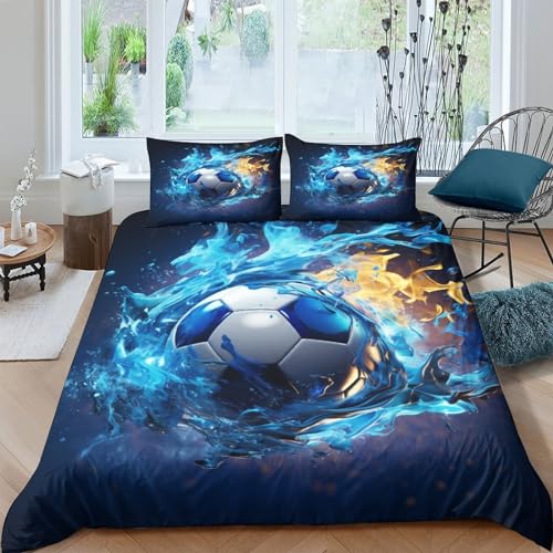 Funda nórdica fútbol 3 piezas juego de cama microfibra 200x200 cm con cremallera 2