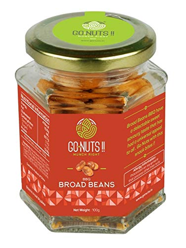 Go Nuts !! BBQ Broad Beans Hexagon Glass Bottle, 100g