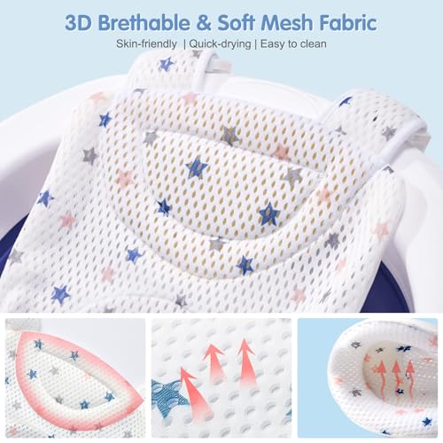 Image of Colorlife Baby Bath Seat Support Net Infant Bathing Seat Support Mat, Adjustable Comfortable Non-Slip Five-Pointed Baby Shower Net Bathtub Sit Up Mesh for Newborn 0-12 Months-White(No Bathtub)