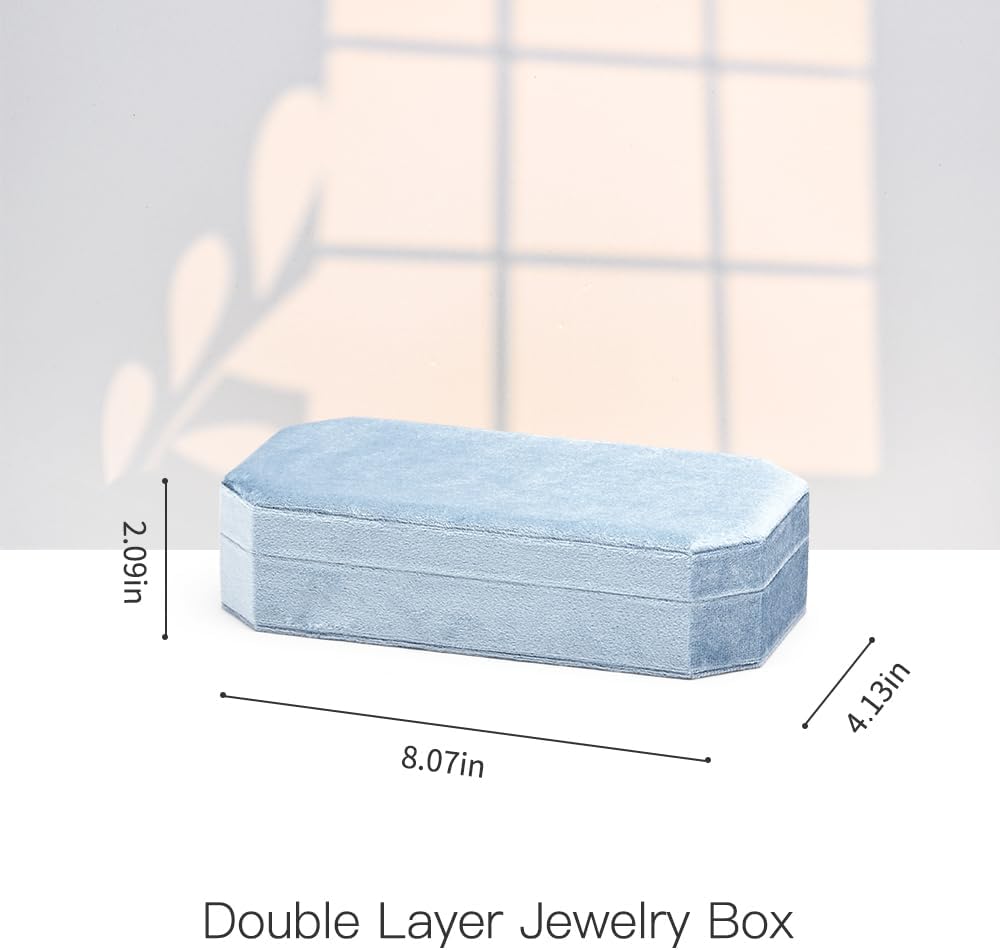 TAIMY Velvet Ring Display Tray Organizer – Soft Jewelry Storage Box for Rings, Elegant Velvet Holder for Jewelry Showcase, Counter or Home Use (Sky Blue)