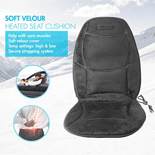 Healthmate In9438 Velour 12V Seat Cushion With Lumbar Support, Soft Warm With Easy Controller, Color Black, Products By Wagan #TOP5