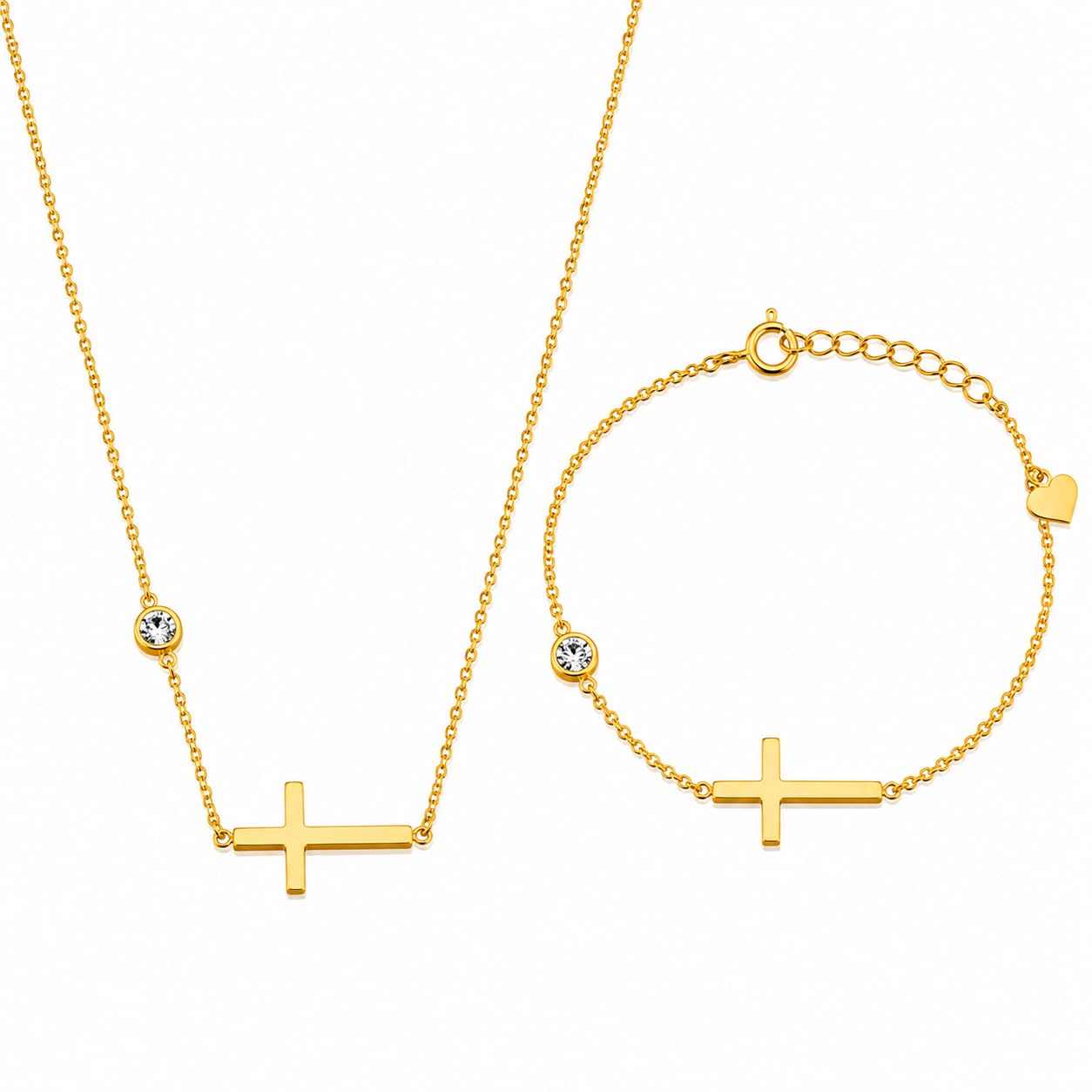 Wunderschöne Kreuz Kette gold Set als christliche Geschenke für Frauen | Elegante Damen Schmuck Set mit Kreuz als christliche Geschenkidee | Ideals auch als Christlicher Schmuck Frauen Geschenk