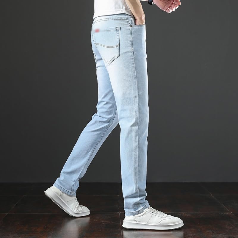 Comfort Denim Pants Vintage Solid Color Made Old Stretch Straight Leg Jeans3