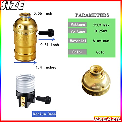 3-Way Lamp Socket Replacement, Low-Medium-High Settings Adjustable With Switch Knob, Ul Listed E26 Medium Screw Base Socket With Turn Knob Switch For Floor Light And Table Lamp Diy Lighting, 2 Pack #TOP1