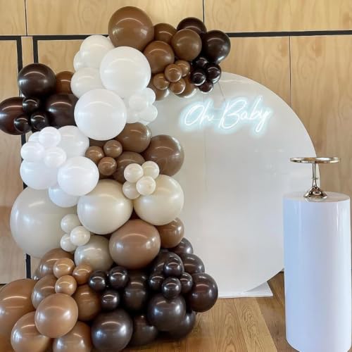 Image of Brown Balloons, 12 Inch Coffee Brown Tan Cream Sand White Balloons | for Neutral Bear Baby Bridal Shower Boho Wedding Woodland Fall Autumn Thanksgiving Rustic Birthday Party Decorations