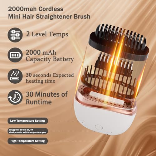 Cepillo alisador de cabello mini inalámbrico recargable miniatura 5