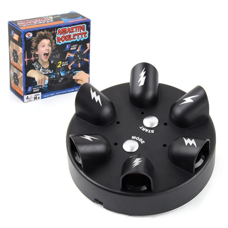 Kayswang Shock Roulette Game Electric Finger Lie Detector Polygraph Shock Roulette Party Game Test Shocking Toys for Party Drinking Games Powered by 3xaa Battery-Not Included (A)