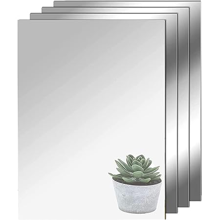 QWORK® 4 Pièces Miroir Adhesif Mural, Miroir Mural Autocollant