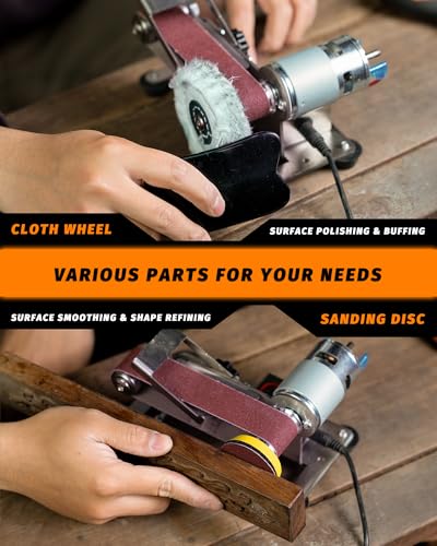 Image of Mini Belt Sander, Electric Small Sander Knife Making Supplies, 7 Adjustable Speed Electric Knife Sharpener, Power Belt Grinder for Woodworking, Metal Working DIY (6.5'' x 6.5'' x 4.2'')