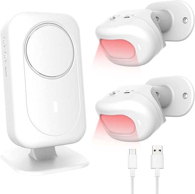 DAYTECH Wireless PIR Motion Sensor Detector, Bed Alarms for Elderly, Security Alarm Chime, Store Welcome Buzzer Monitor for Shop Office Home Front Door Entry- 1 Receiver & 2 Motion Sensor