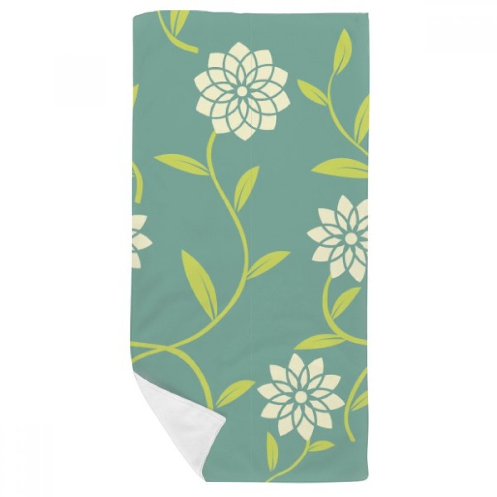 Serviette de bain 35x70cm fleurs vertes pour peaux délicates et sensibles