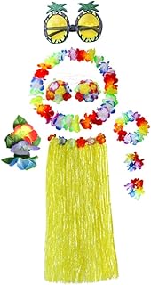 Amosfun Kit De Óculos Para Baile De Finalistas 8 Peças Conjunto De Roupas Havaí Grama Hula Saia De Grama Havaí Conjunto De Vestido Hula Havaí Maquiagem Roupas Saia Terno Conjunto De