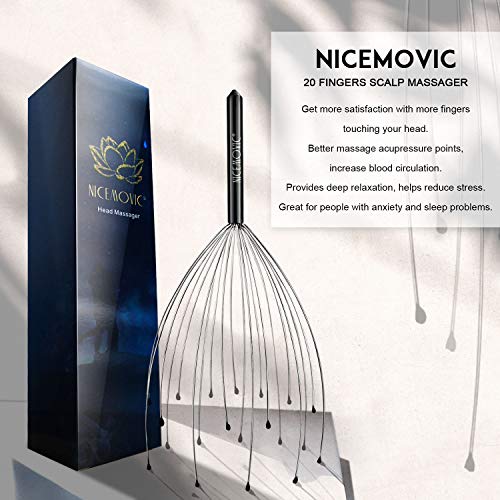 Nicemovic Scalp Massager, Head Massager Scratcher Tingler With 20 Fingers, Hair Scalp Scratcher For Deep Relaxation And Stress Relief(Black) #TOP1