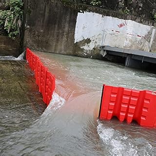 Flood Prevention Barriers, ABS Water Barriers for Flooding Outdoor Stop Water from Coming Into Garage (Color : Orange, Size : 4pcs)