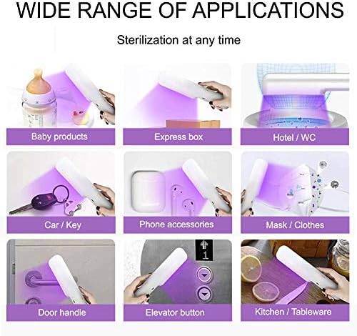 2022UV Disinfection lamp UV-C Light Sanitizer Wand Antibacterial Rate 99.9% Portable UV lamp sterilizer USB with Battery Portable Suitable for Home Office Travel Hotel (White)
