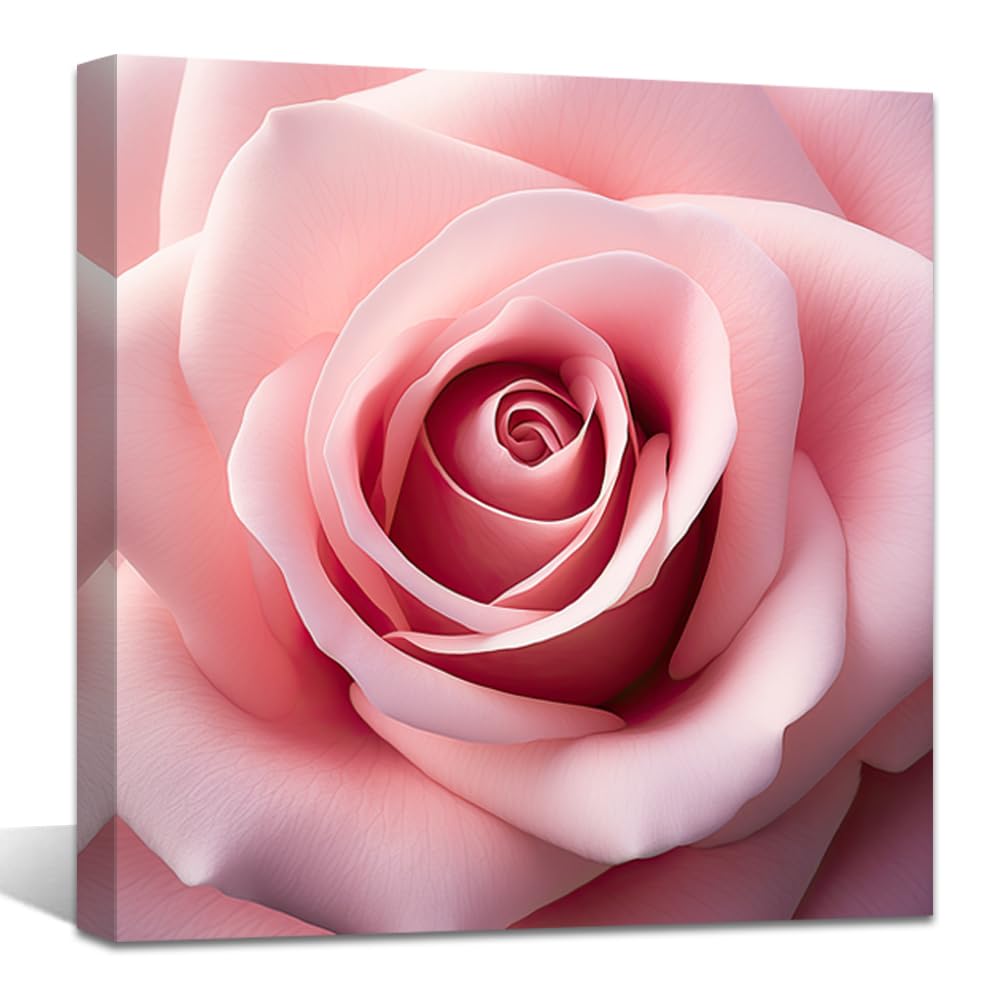 Amazon.com: ZQQART Pink Rose Canvas Wall Art Rose Bloom Close-Up ...