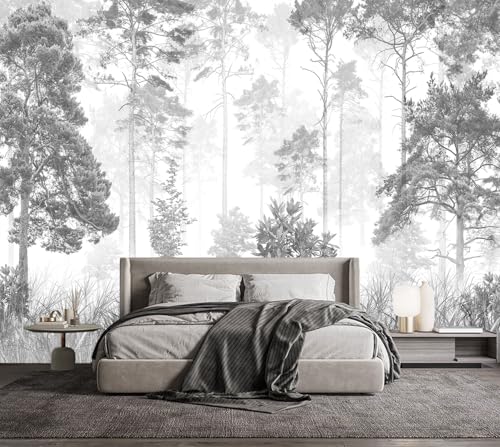YQWDMX - Grey Jungle Tropical Plants Wallpaper for Living Room Sofa Background Wall Decor (Not Peel and Stick)
