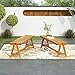 YZFfnte Outdoor Dining Benches (Set of 2) – Contemporary Acacia Wood Patio Benches with Teak Finish, Kitchen Bench.Entryway Bench.All-Weather Design for Garden, Deck, and Poolside Seating